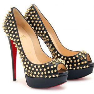 Christian Louboutin Lady Peep Gold Spike pumps size 39